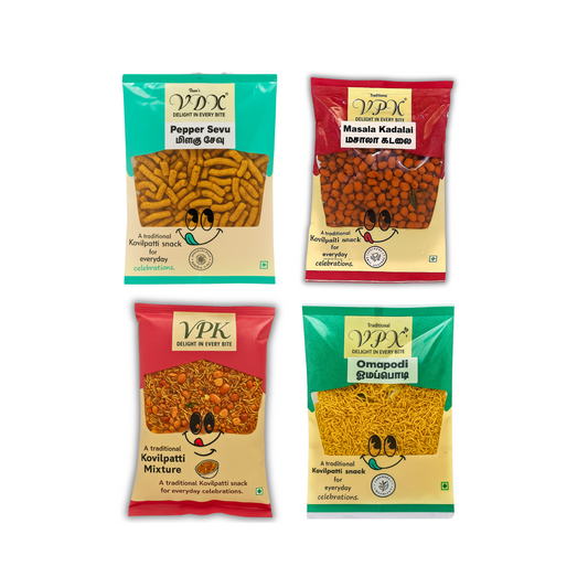 Healthy & Spicy Traditional Snack Combo – Ragi Mixture, Omapodi & Masala Kadalai